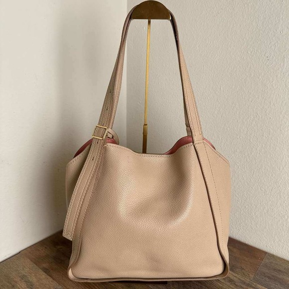 Marc Jacobs The Director Tote Shoulder Bag Leather Beige Pink - Picture 2 of 16